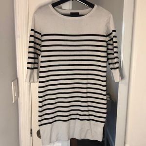 Black and white striped sweater dress